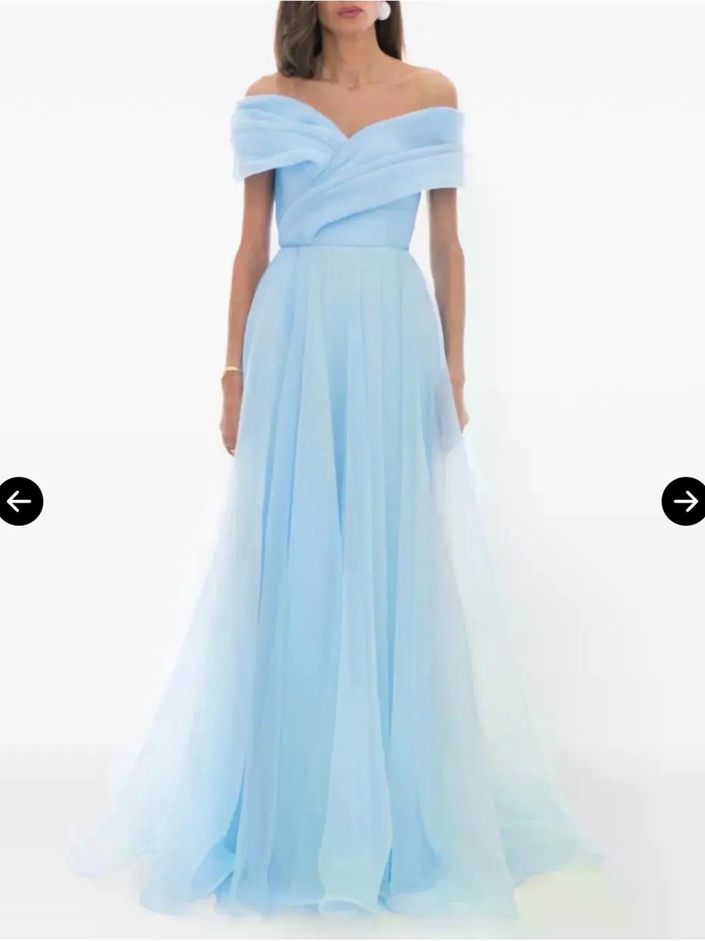 Off-Shoulder Light Blue Evening Gown